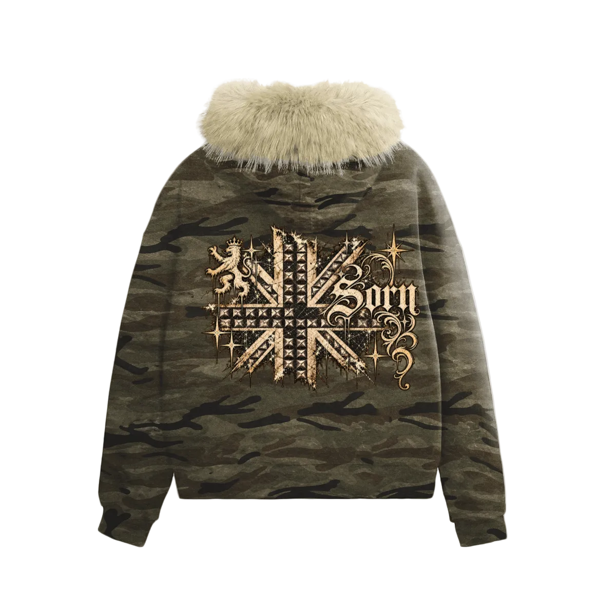Crownfall Camo Fur Hoodie